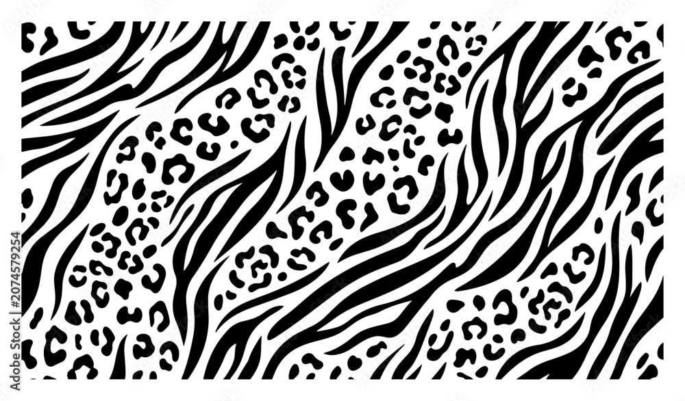 Fototapeta premium Animal skin pattern mixing leopard spots and zebra stripes