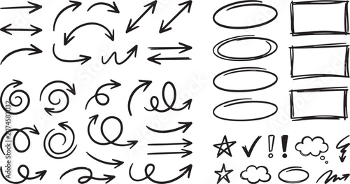 Hand Drawn Graphic Extensive Collection Of Sketch Arrows And Symbols