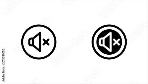 Obraz na płótnie Speaker mute icon representing silent mode, volume off, audio control, sound settings, and multimedia interface