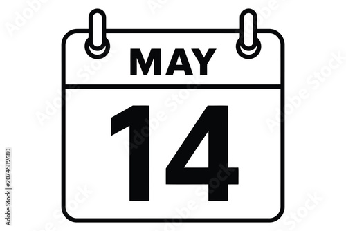 May 14 calendar date on flip card