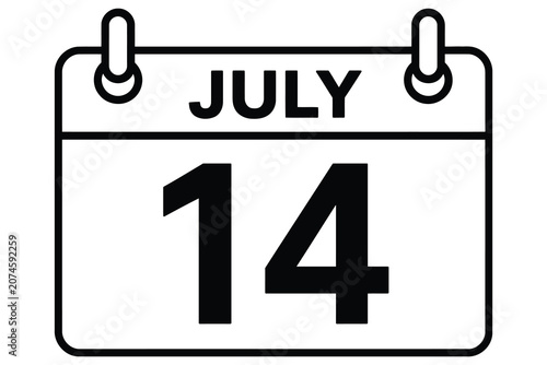 July 14 calendar flip page with metal rings