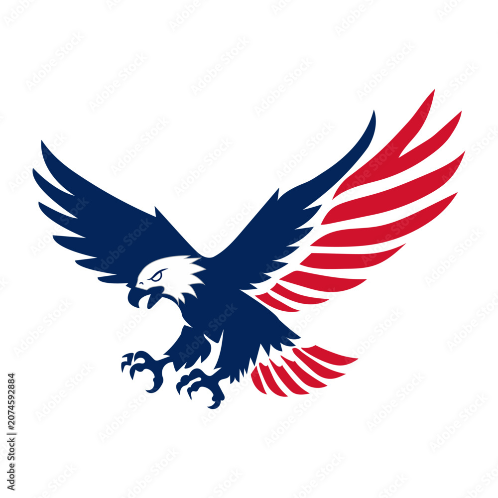 Fototapeta premium Patriotic bald eagle mascot logo vector