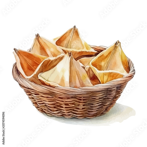 Tableau sur toile Water Caltrop Basket, delicate watercolor illustration vector with soft and elegant colors, isolated on a white background