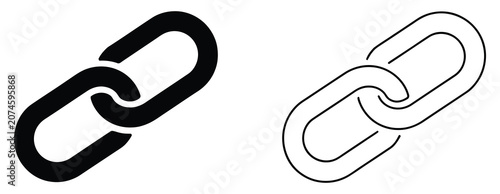 Obraz na płótnie Chain link icon set with solid and outline linked chain symbols, connection, str