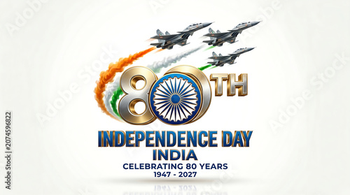 Fotografie 80th independence day india celebrating 80 years 19472027 with fighter jets