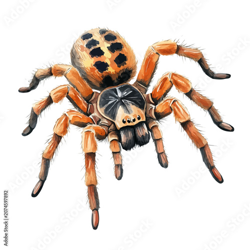 фотографія Tarantula, beautiful watercolor illustration with vivid colors and detailed vector style, isolated on a white background