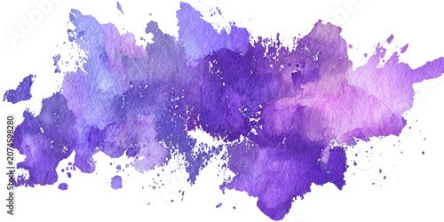 Abstract purple watercolor background with artistic brushstroke texture, purple paint splash, grunge paper pattern, modern canvas design, vector illustration.