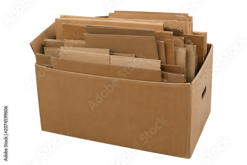 Fotografía Large cardboard box filled with flattened corrugated panels