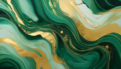 green and gold marble texture with fluid patterns