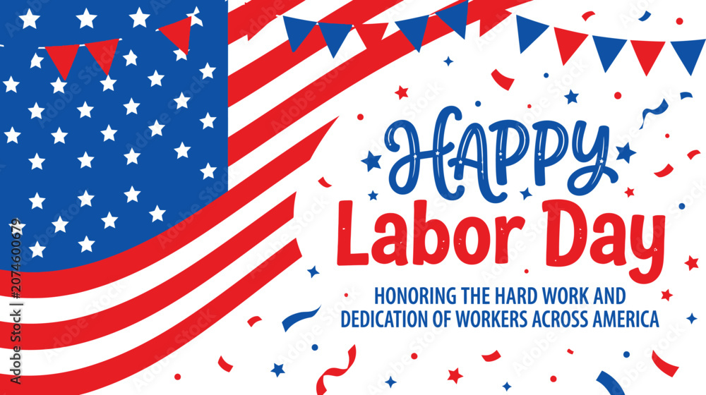 Fototapeta premium Vibrant labor day celebration background with patriotic elements