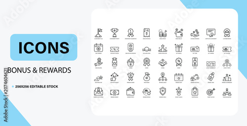 Obraz na plátne Loyalty Program Line Icon Set