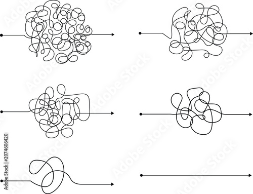 Tableau sur toile Tangled to Straight Path Vector Concept Set