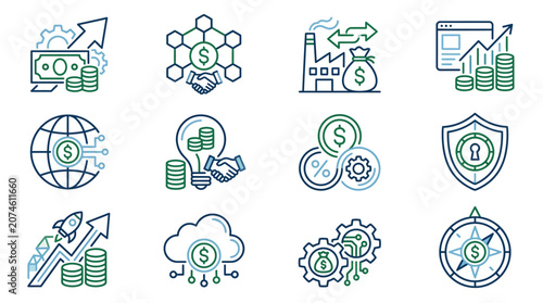 Modern Finance Logo Design for IconaStudio Featuring Geometric Money Symbol and Futuristic Corporate Branding Scalable for Banking Investment and Tech Startups