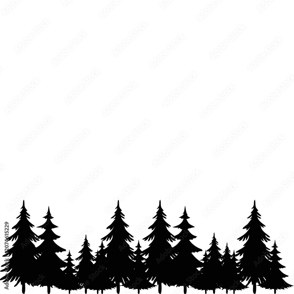 Obraz premium Silhouette of a coniferous forest
