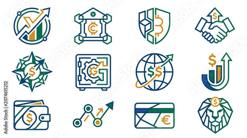 Modern Digital Banking Logo Design with Abstract Currency Symbol and Futuristic Geometric Shapes for Financial Technology Branding Minimalist Corporate Identity in Solid Color Scheme