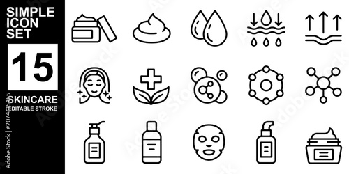 Tableau sur toile Skincare and Beauty Cosmetic Line Icons Set Editable Vector Illustration Isolated on Transparent Background