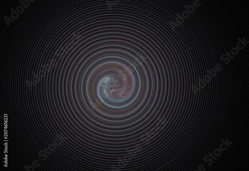 Canvastavla Vibrant digital fractal art featuring glowing blue, cyan, and golden light trails swirling around a central dark void