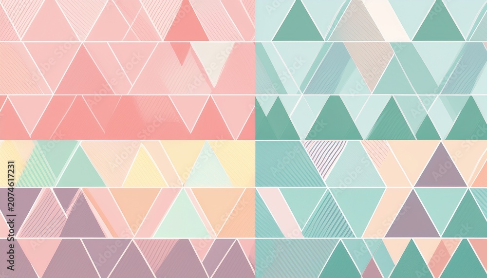 Obraz premium A Collection Of Seamless Abstract Triangles In Pastel Colors