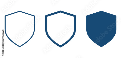 Set of Minimalist Shield Icons for Cybersecurity and Data Protection Design Projects
