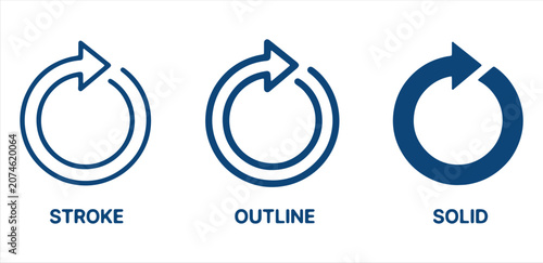 Refresh Arrow Icons Set in Stroke Outline and Solid Styles for Web and UI Design Projects