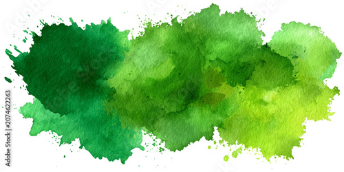Creative abstract green watercolor canvas background with vibrant acrylic brushstrokes, beautiful color gradient, artistic texture, decorative vintage wallpaper and illustration.