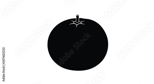 Schilderij op canvas Tomato Silhouette Against White Background A Minimalist Shape
