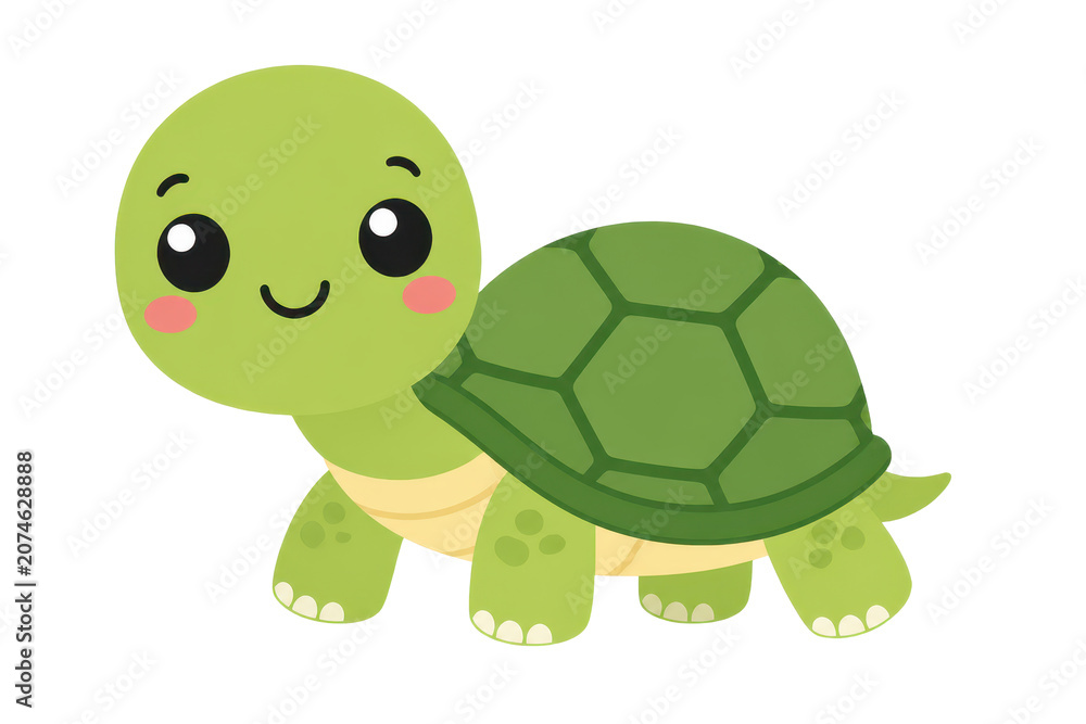 Naklejka premium Smiling Green Cartoon Turtle Illustration