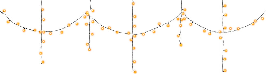 Glowing fairy lights on transparent background, png