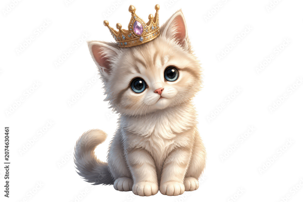 Fototapeta premium Fluffy kitten wearing jeweled crown