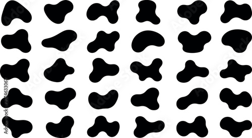 Картината върху платно Set of black organic blob shapes isolated on a white background