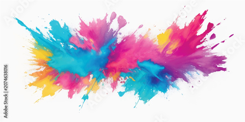 Slika na platnu Colorful artistic watercolor ink splashes, paint splatters, and blot designs on