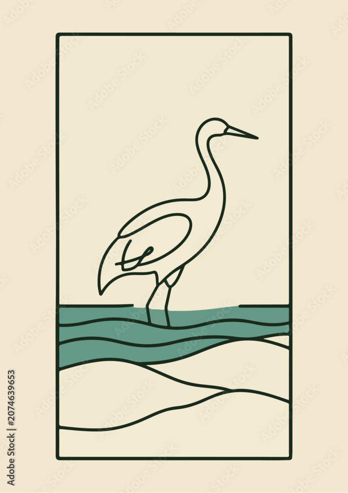 Obraz premium vector illustration of a heron