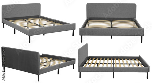 Εκτύπωση καμβά Modern bed with slatted base isolated on transparent background