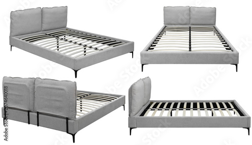 Fotografía Modern bed with slatted base isolated on transparent background