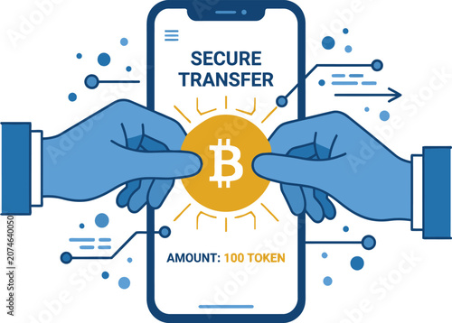 Flat design illustration of a secure digital transaction .eps
