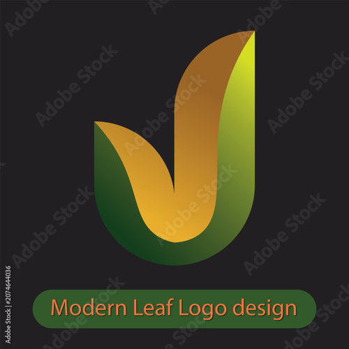 Modern green and yellow leaf logo design with minimal nature branding vector.