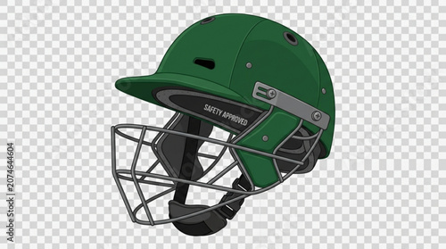 Green cricket helmet with safety cage