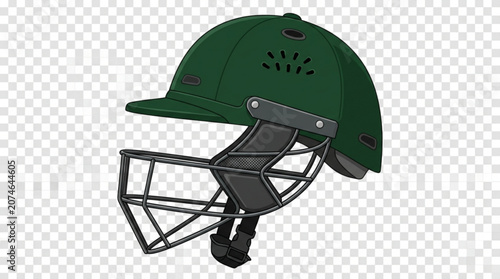 Cricket helmet with face guard on transparent background