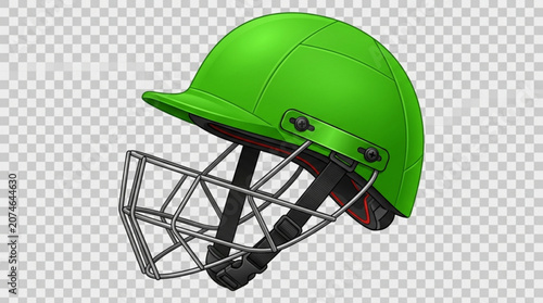 Green cricket helmet with metal grill