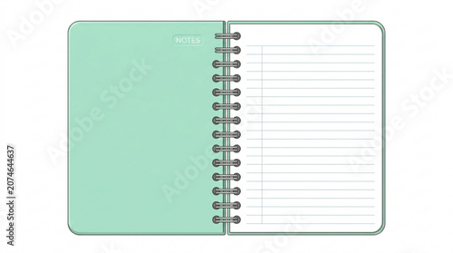 Green spiral notebook with blank lined pages for writing notes