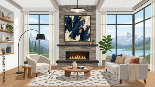 Cozy living room with fireplace
