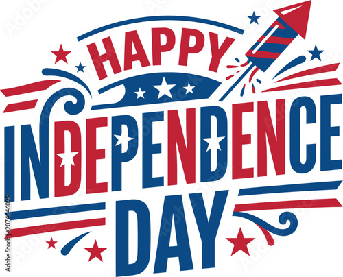 Happy independence day patriotic typography vector illustration design