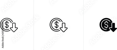 Photos Financial downturn icon set line and solid styles representing economic recessio