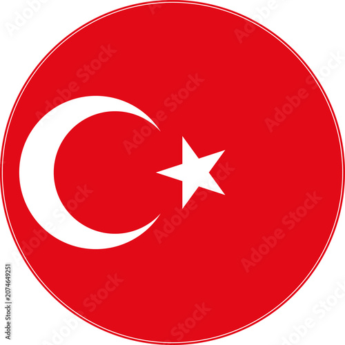 Round Turkey Flag Vector Icon Circular Turkish Flag Button Element