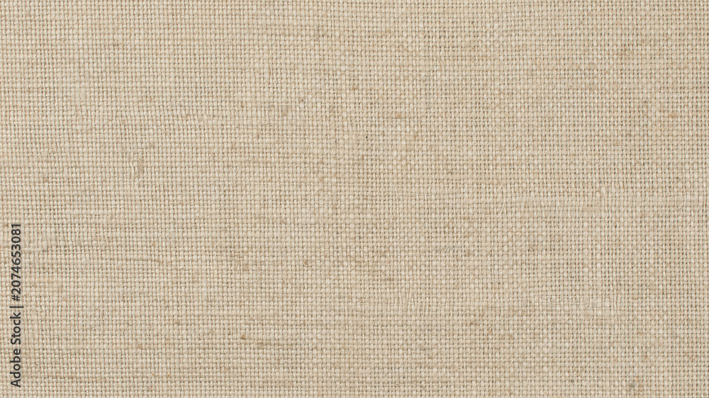 Fototapeta premium Beige fabric texture, linen background, natural fiber, textile surface