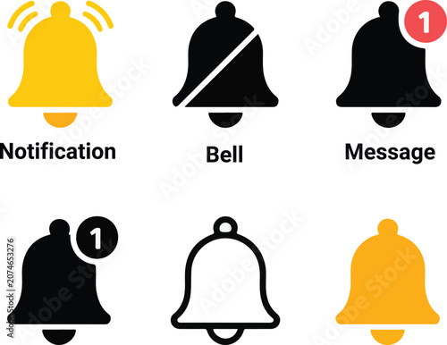 Notification Bell Icon Vector Set