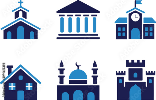 City Landmark Building Icon Set