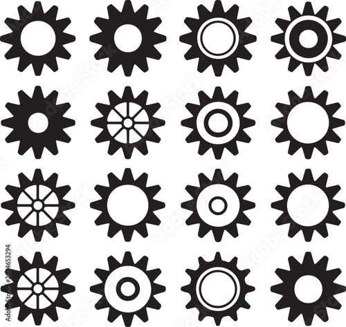 Minimalist Gear Icon Vector Set