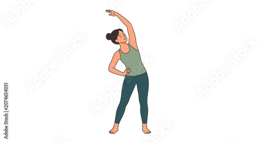 Woman Performing Yoga Pose in Comfortable Clothing.