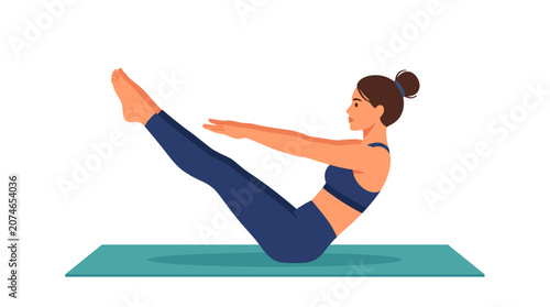 Woman Performing Advanced Yoga Pose on Mat in Studio.